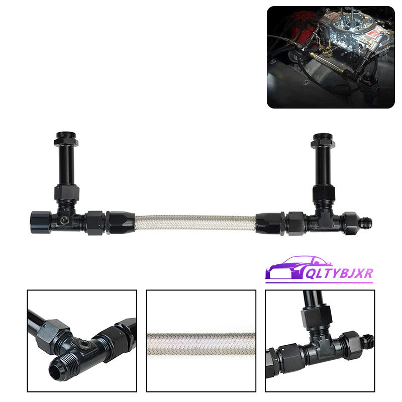 For Holley 4150 Carburetor AN8 Double Pumper Carb Braided Fuel Line 8AN Black