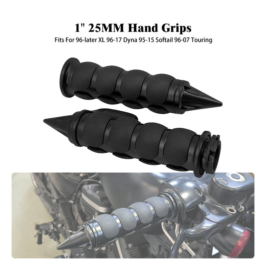 Black 1 Non-Slip Rubber Spike Hand Grips Fits for Harley for Honda for Yamaha for Kawasaki