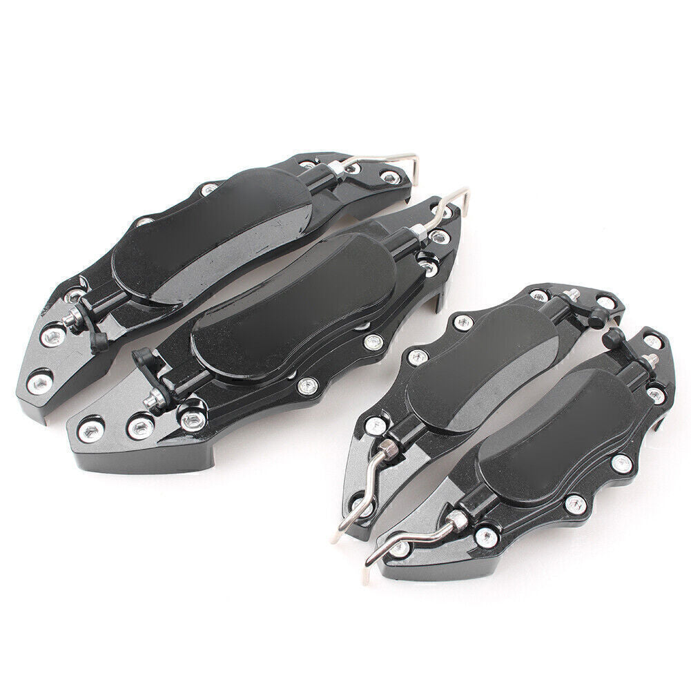 4x Car 3D Metal Brake Caliper Covers Universal Front & Rear Large+Medium Black Q