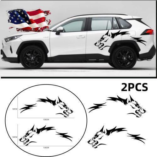2PCS Wolf Fashion Car Door Side Vinyl Decal Sticker Black PVC 13045cm Universal Q