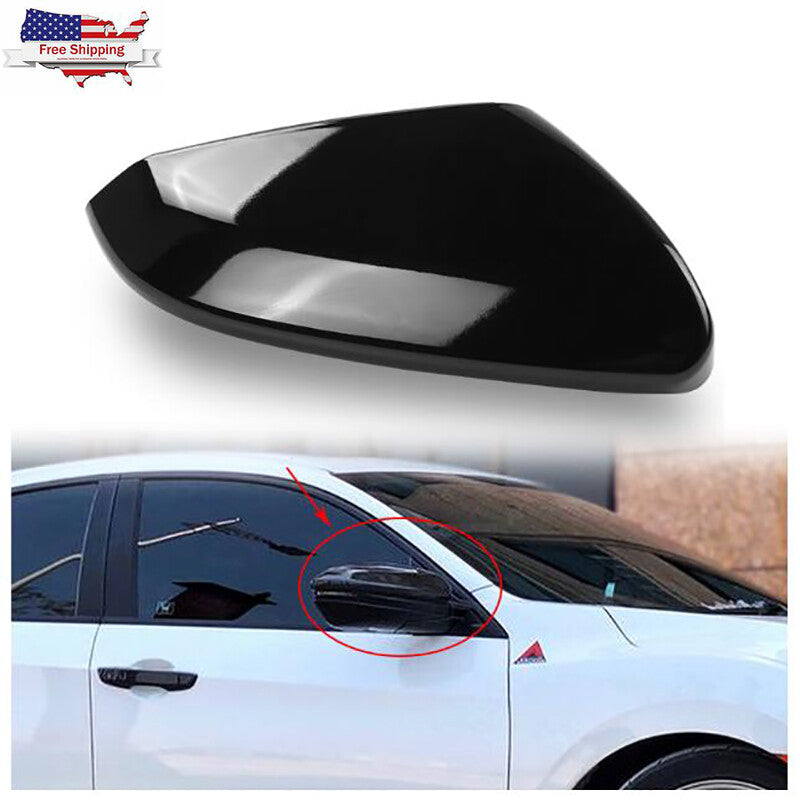 Side Mirror Cap Cover Fit for HONDA for CIVIC 2016-2021 Black Passenger Right Side