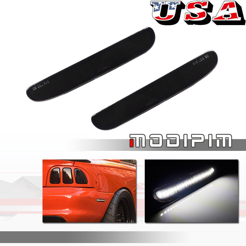 2 Pack/Set Black White Rear Side Marker Lights For 94 95 96 97 98 for Mustang - v