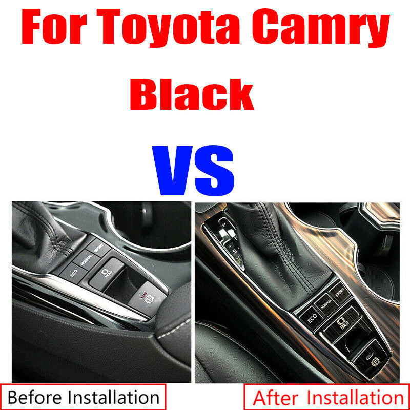 8x Black Central Console Gear Shift Panel Button Trim For Toyot@a for Camry 20-2023 n