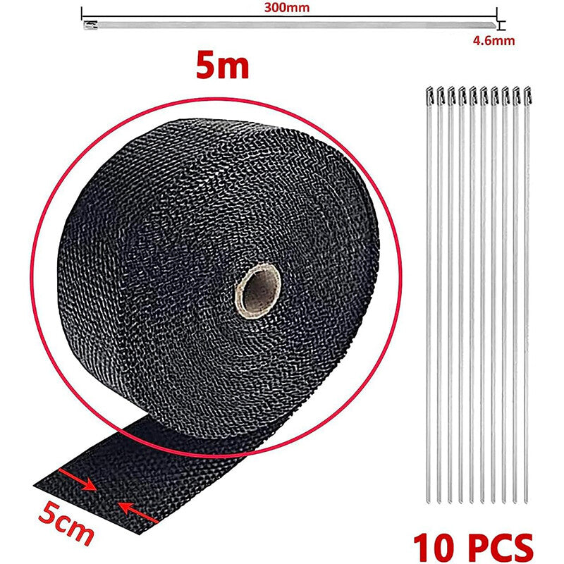 2-inch x 16.5-foot exhaust heat-wrapped fiberglass heat-resistant roller suitable for cars and motorcycles.