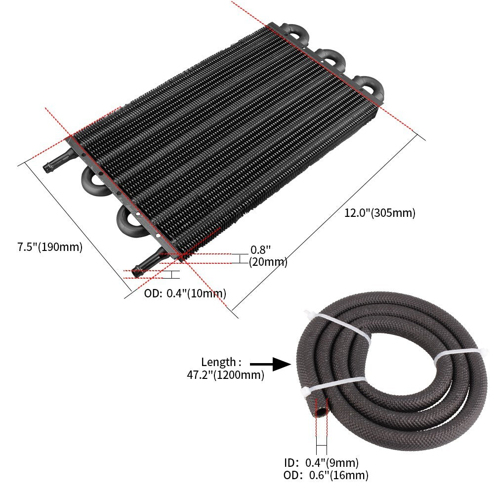 New Black 6 Rows Remote Transmission Oil Cool MT/AT Radiator Converter Kit