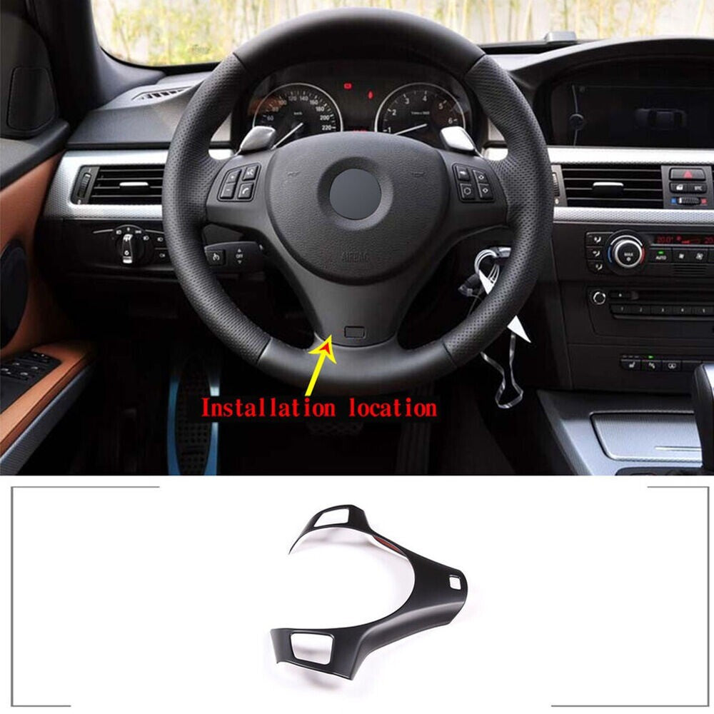 1x Glossy Black Steering Wheel Trim Cover For 2005-2012 3- E90 E92 E93 n