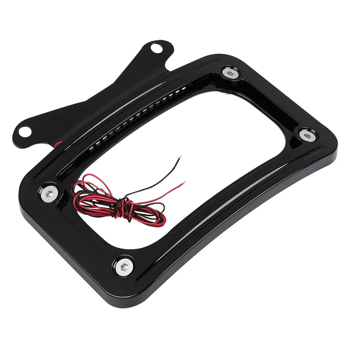 Black Curved License Plate Mount W/ Light Fit for Harley 2010-2023 Street Glides