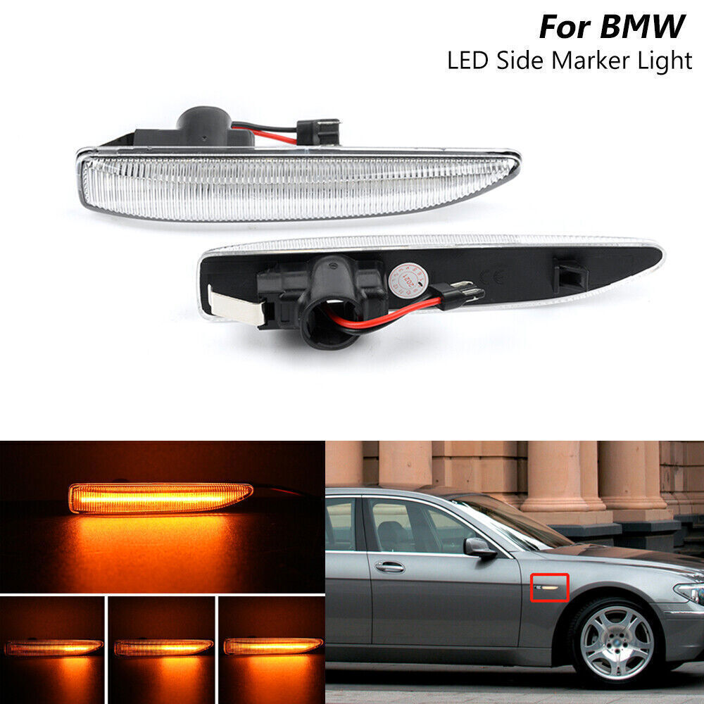 For 2002-08 E65 E66 745i 750i 760i LED Front Side Marker Signal Lights Clear n