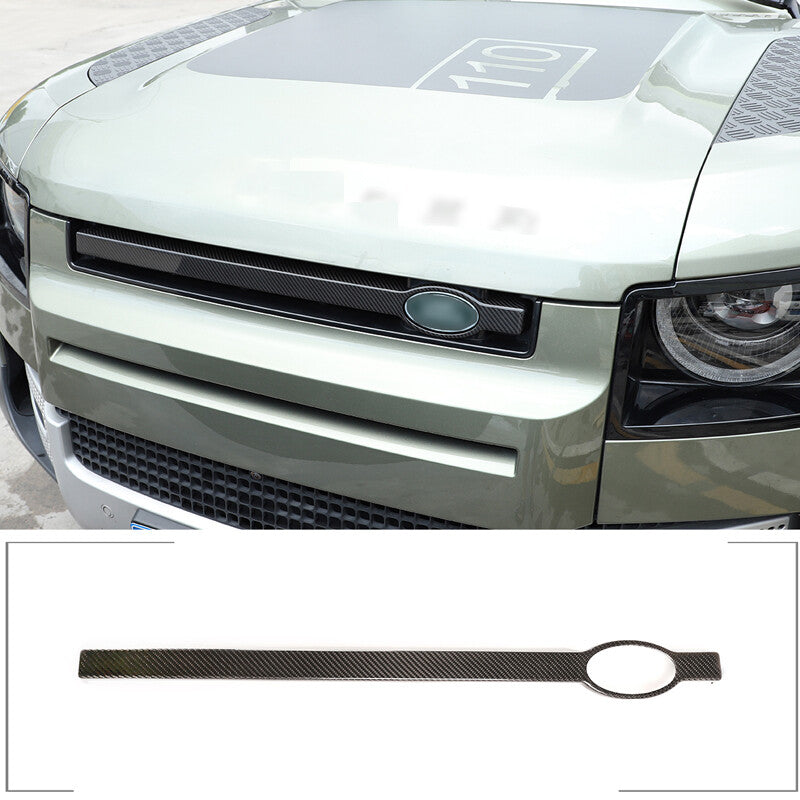 for Defender 110 2020 - 23 Carbon Fiber Front Center Mesh Grille Barbecue Strip Trim