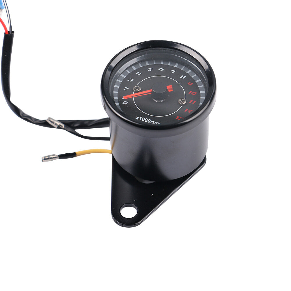Motorcycle Gauge Dual Odometer KMH Speedometer LED Backlight Signal Black 12V Q