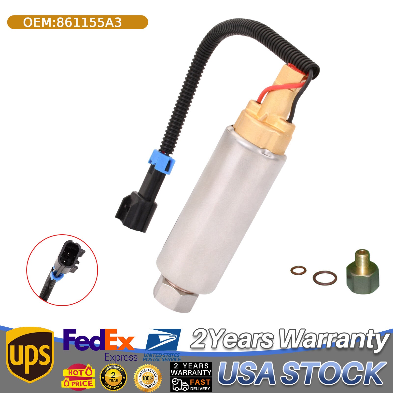 861155A3 Fuel Pump for Mercury MerCruiser Boat 43L 50L 57L V6 V8 Electric v