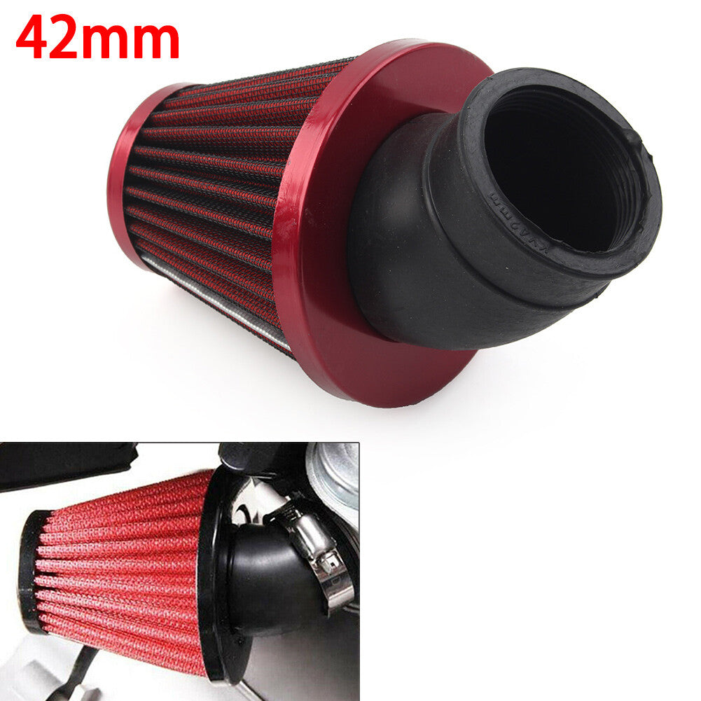 42mm Air Intake Filter Cleaner Rubber Bend Inlet Stainless Steel Mesh Motorcycle Q
