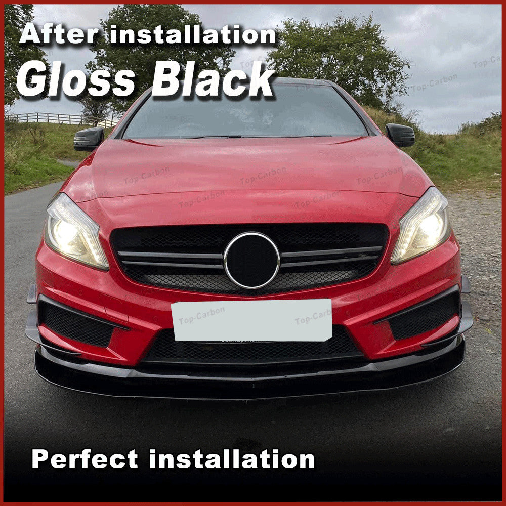 for Benz W176 A250 A45 Gloss Black Front Bumper Fins Canards Lip Splitters