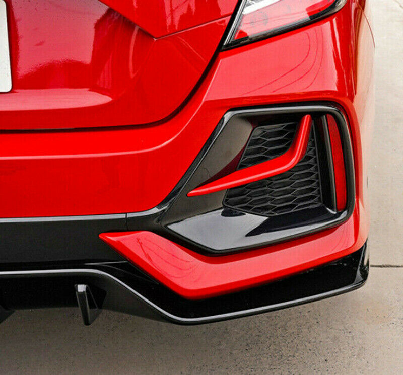 For 2016-21 for Civic Hatchback Red Black Trim Rear Bumper Fog Light Garnish Cover