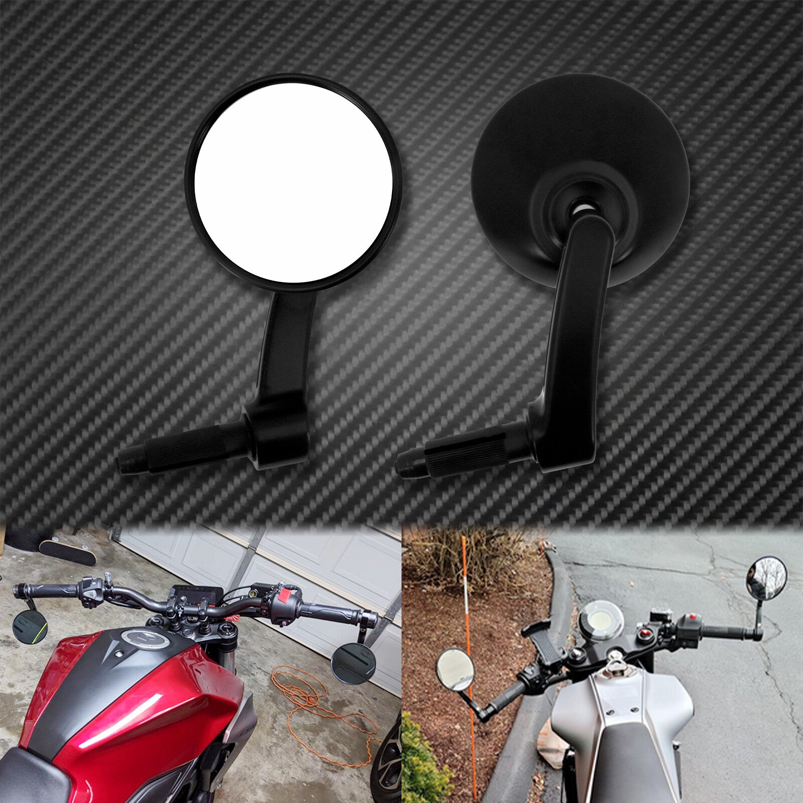 7/8 22MM Motorcycle Handle Rearview Bar End Mirrors Fit for Harley Cafe Racer