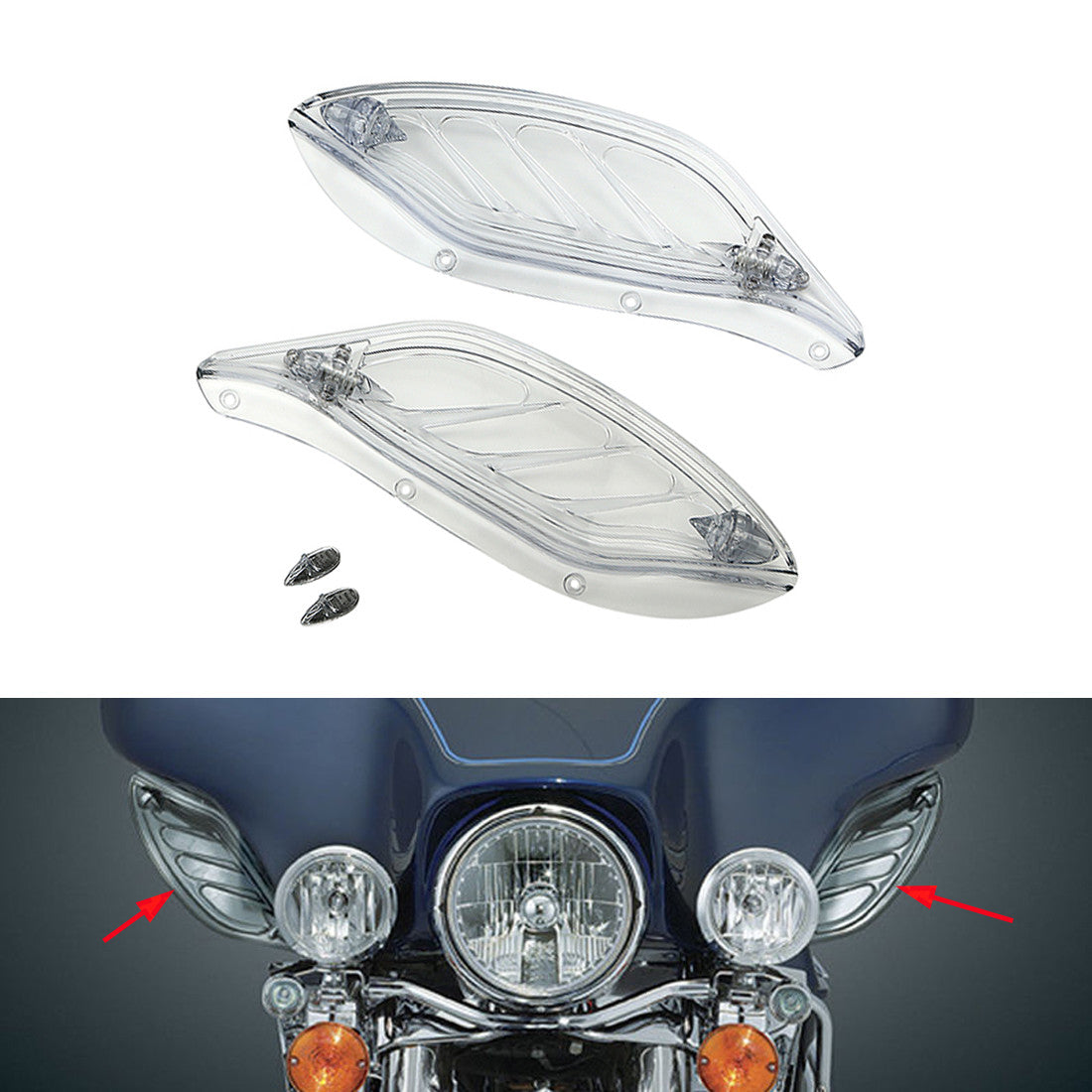 Clear Fairing Adjustable Side Wings Air Deflector for Harley Touring 1996-2013 Q