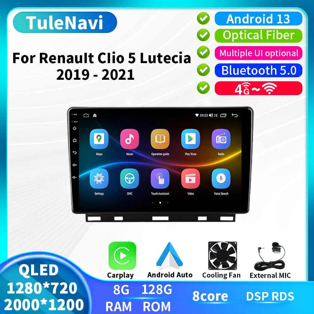 for Renault for Clio 5 Lutecia 2019-2021 Android CarPlay Car Stereo Radio GPS Screen