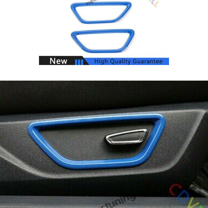 for Ford for Mustang 2015-2021 Blue ABS for Seat Button Handle Frame Panel Cover Trim 2
