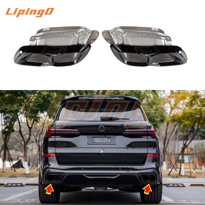 Black Rear Bumper Tail Exhaust Pipe Tips For X5 X6 X7 G05 G06 G07 2020-2023 n