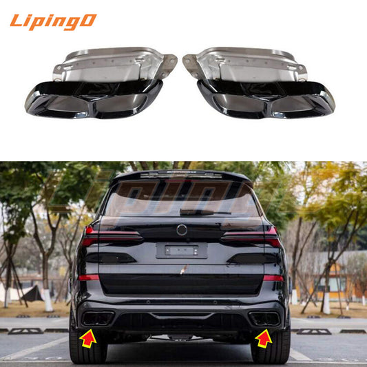 Black Rear Bumper Tail Exhaust Pipe Tips For X5 X6 X7 G05 G06 G07 2020-2023 n