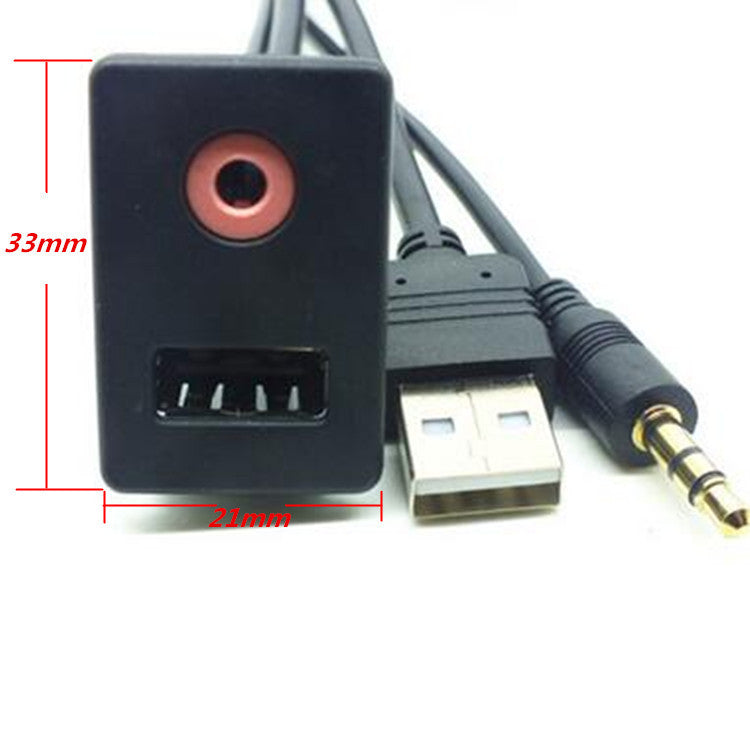 Car Flush Mount 3.5mm AUX USB Headphone Jack Mounting Panel Dash Dock Input Lead