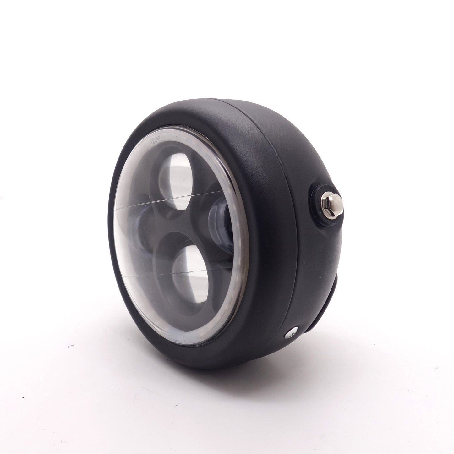 New Black Metal Blue Angel Eye LED Headlight for Harley Cafe Racer Custom Q