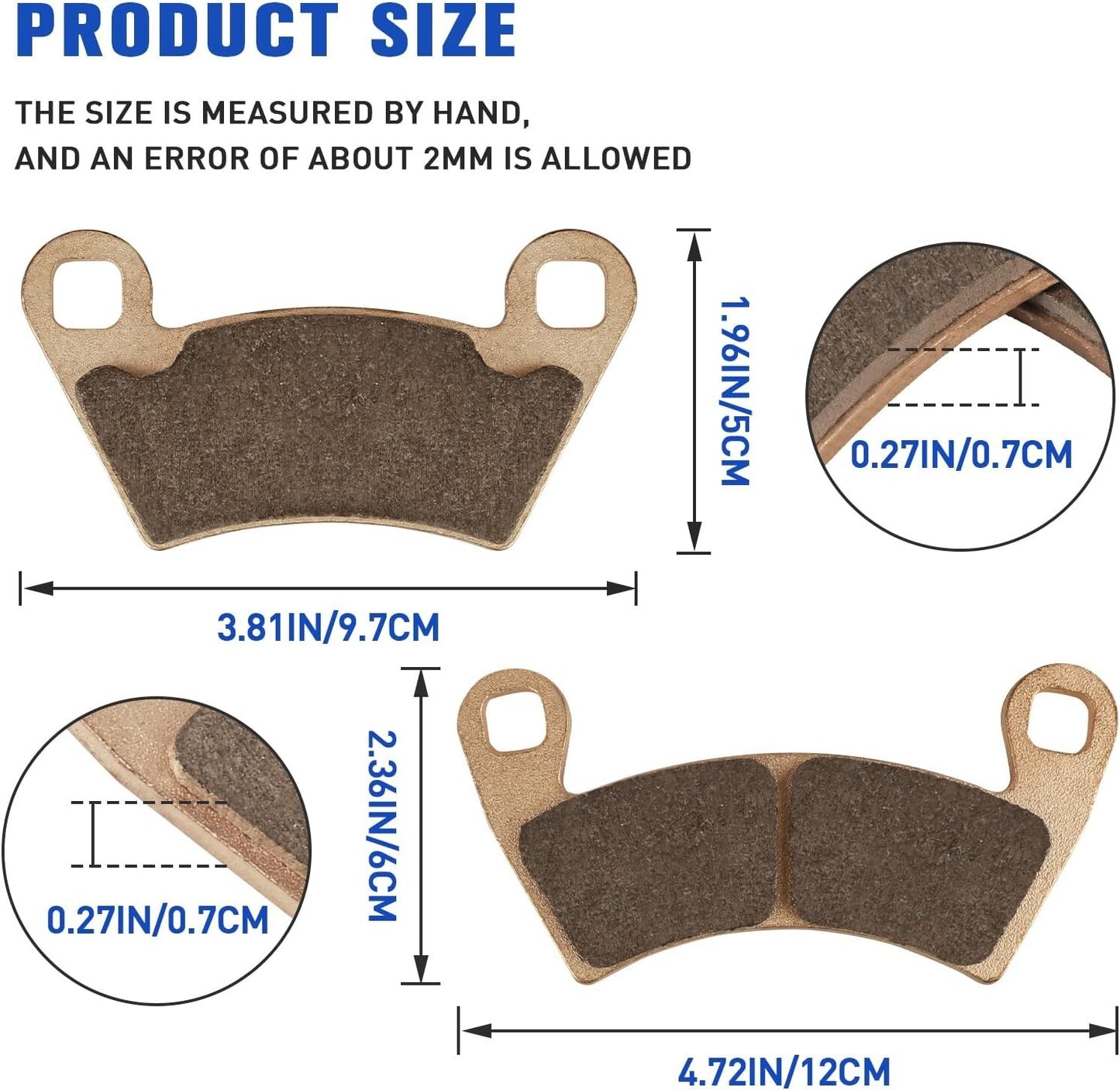 Brake Pads Front and Rear for Polaris Ranger XP 900 2012-2018 for Polaris Ranger 500