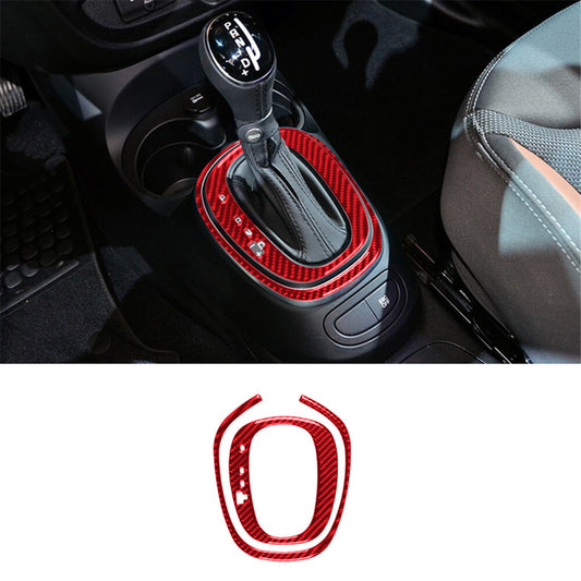 Red Carbon Fiber Interior Gear Shift Transmission Cover Trim For 14-17 for Fiat 500L