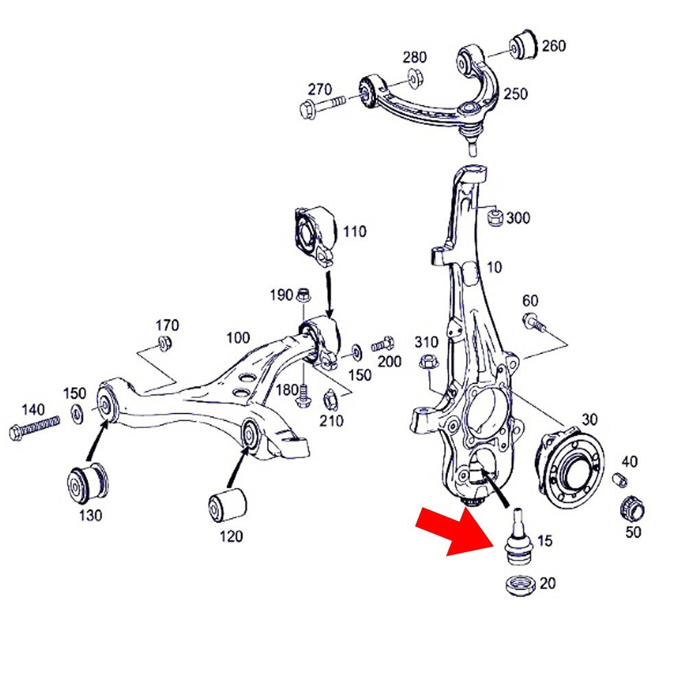 2 front lower suspension ball joints, left and right, 1663300235, suitable for Mercedes W166- n