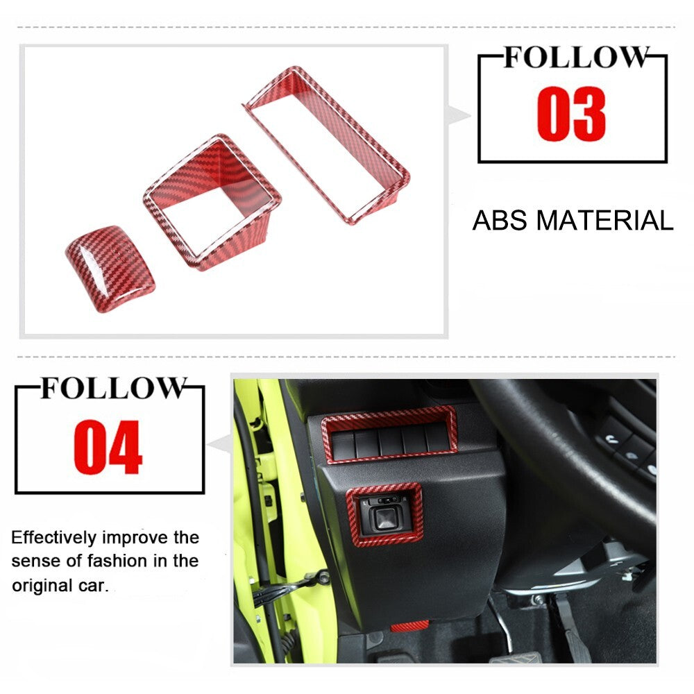 Red Carbon Fiber Rearview Mirror Adjustment Switch Cover for Suzuki for Jimny 19-23