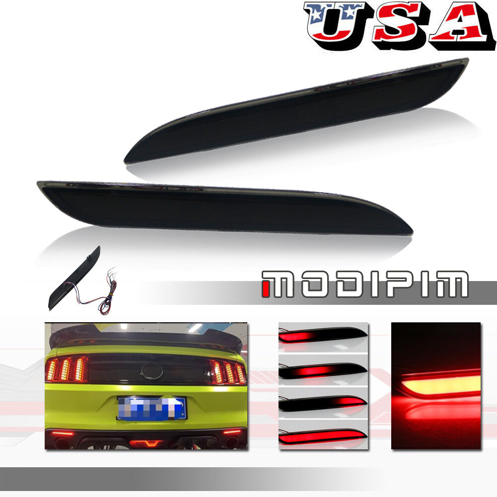 Smoked lens bright red turn signal/brake taillights applicable to 2015-17 for Ford for Mustang