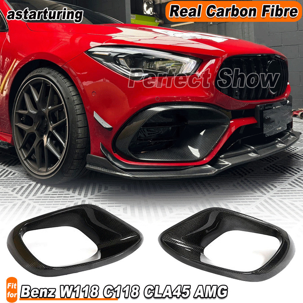 for Benz W118 C118 CLA45 AMG 2020-23 REAL CARBON Front Air Vent Trim Cover Fins