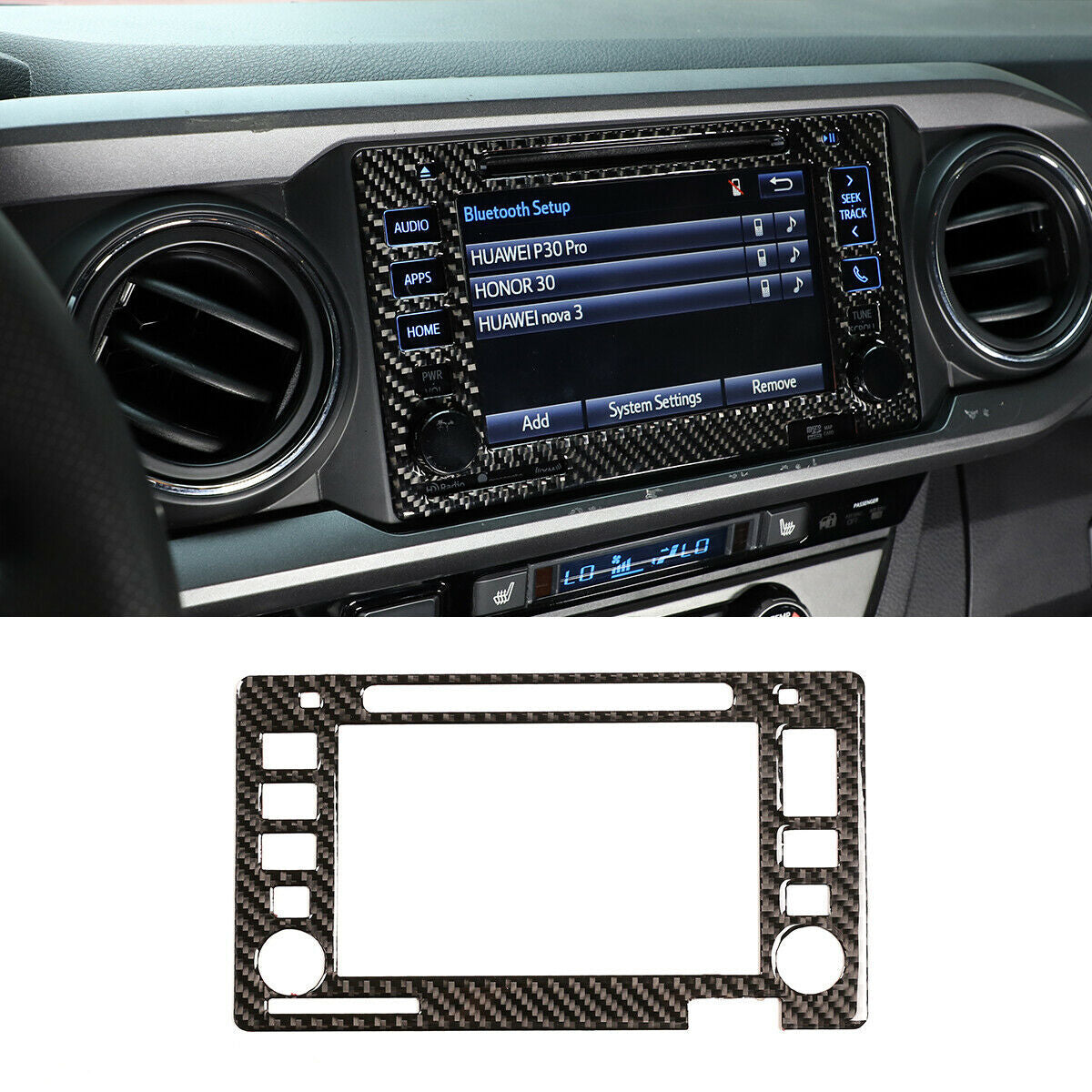 Navigation Screen Panel Sticker Real Carbon Fiber for Toyota Tacoma 2016-2021 Q