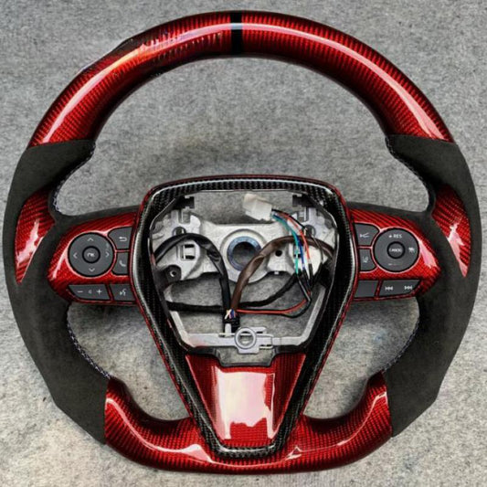 Steering wheel suitable for Toyota for Camry 8th generation 2018-2024, made of genuine carbon fiber.