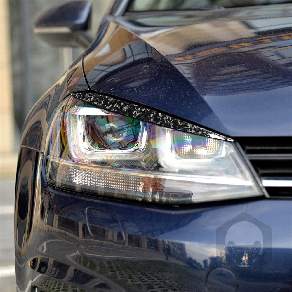 Forged Carbon Front Headlight Eyebrow Eyelids Trim for VW for Golf 7 GTI MK7 2013-18
