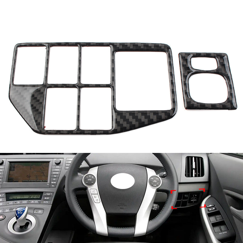 Carbon Black Car Headlight Lamp Switch Button Trim Frame for Toyota Prius 12-15