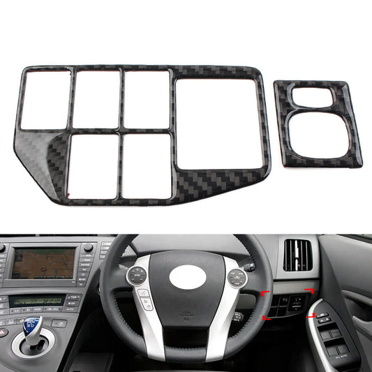 Carbon Black Car Headlight Lamp Switch Button Trim Frame for Toyota Prius 12-15