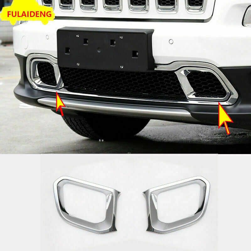 ABS Chrome Front bumper Grill Grille Air Outlet Trim for Jeep Cherokee 2014-18