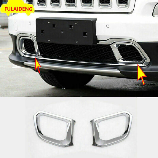 ABS Chrome Front bumper Grill Grille Air Outlet Trim for Jeep Cherokee 2014-18