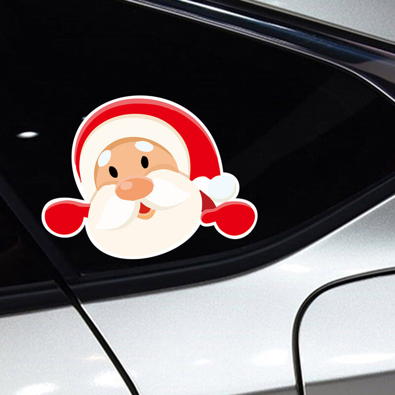 2Pcs Car Window PVC Sticker Santa Claus Pattern Car Rear Window Xmas Decals B M Q