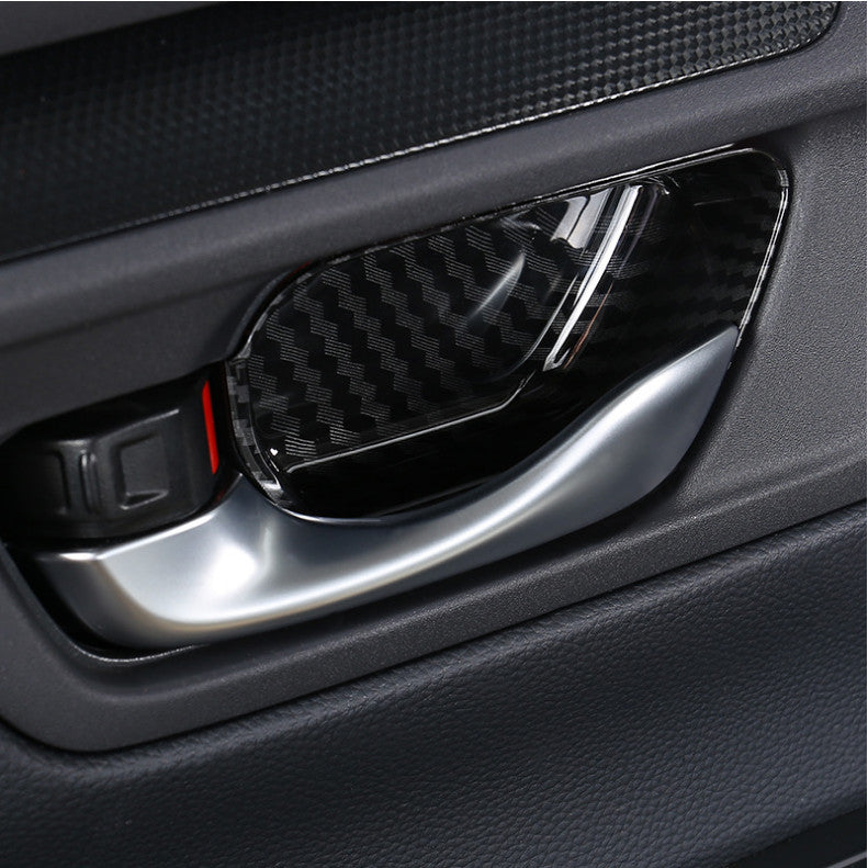 For 23-2024 for Honda CRV CR-V ABS Carbon Fiber Inner Door Handle Bowl Cover Trim 4P