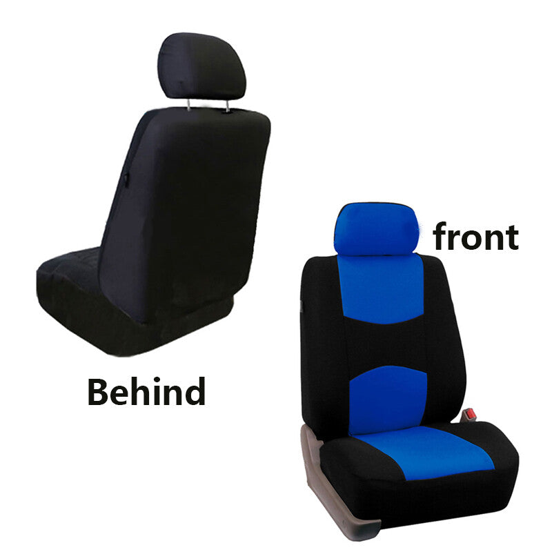 Universal 9-piece complete car for seat cover kit, low-back flat cloth, comfort, blue, effective. n