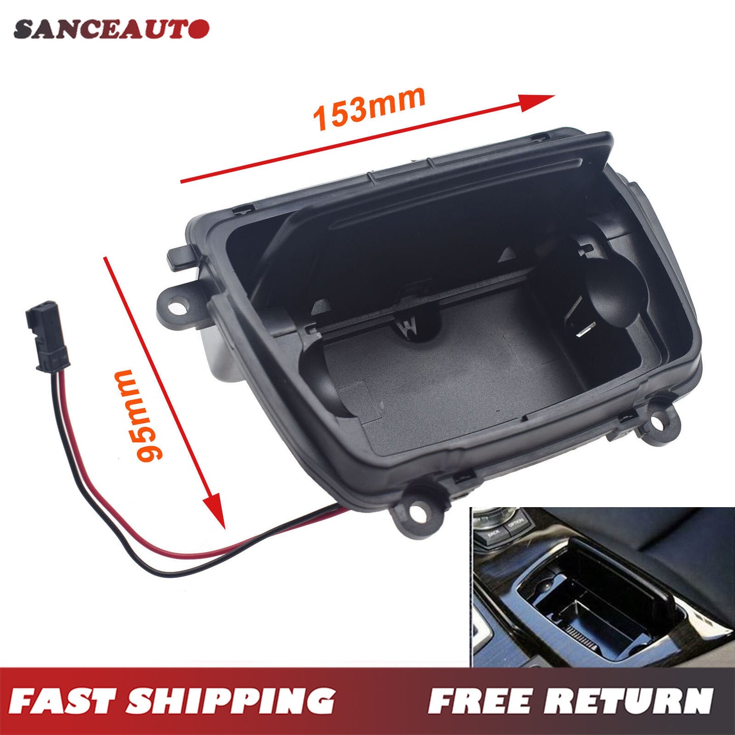 Ashtray for 5 F10 F11 front center console (models 51169206347 and 51169206348) n