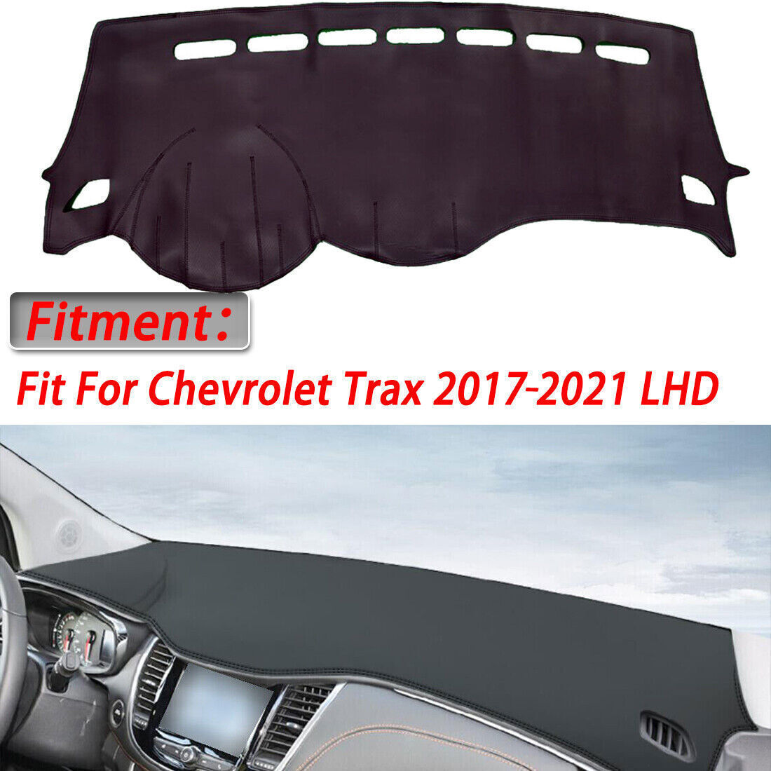 1X PU leather Dashboard Dash Mat Non-slip DashMat Shade for Chevrolet Trax 17-21
