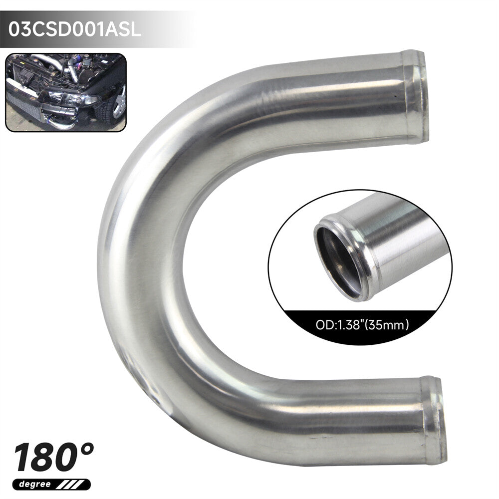 35mm 1.38 Aluminum Intercooler Intake Pipe Piping Tube hose 180 Degree Silver