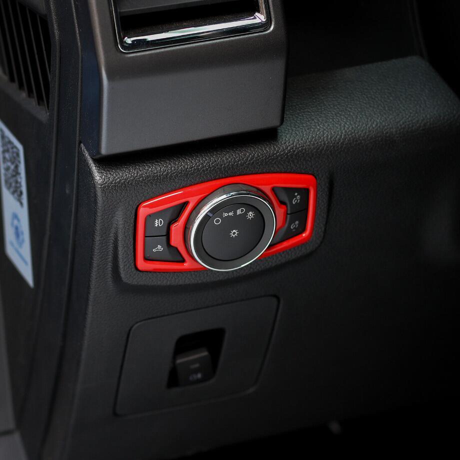 For 2015-2020 F150 ABS Red Interior Headlight Switch Knob Cover Trim v