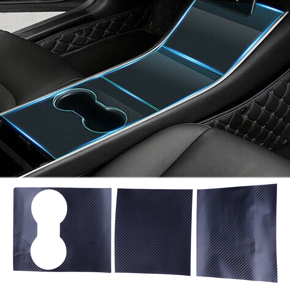 1set Dashboard Center Console Panel Sticker Cover Trim Fit for Model 3 v