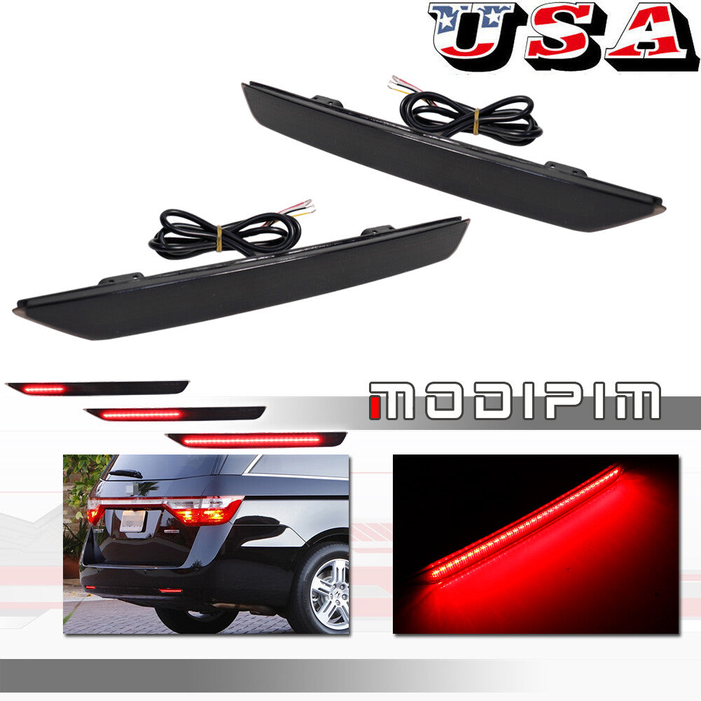 2pcs Brake Lens Bumper Reflector LED Tail Brake Stop Light for 11-17 for Honda Odyssey - v