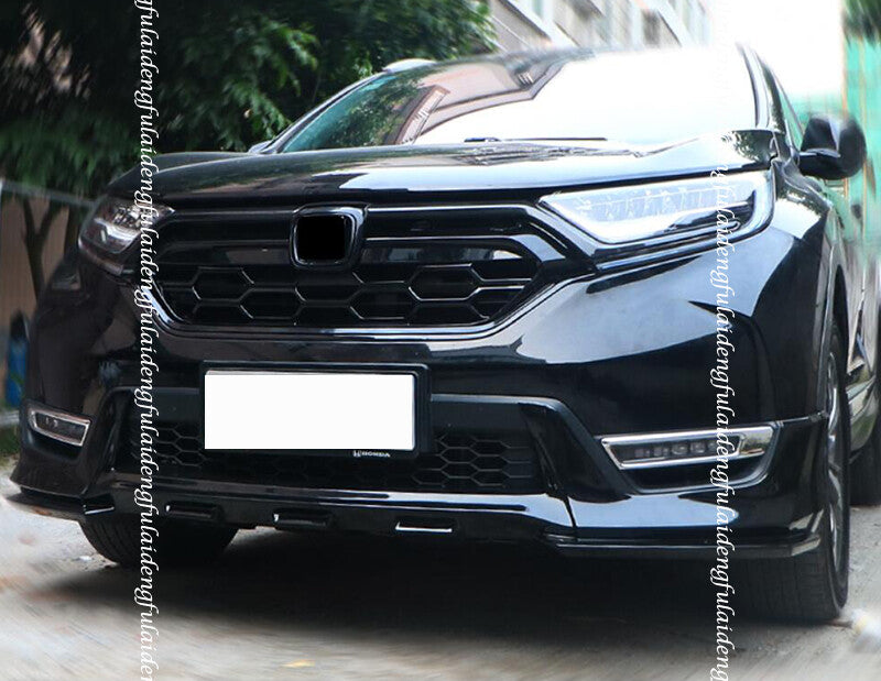 3pc for Honda CR-V 2017-2022 Glossy Black Grille Front Bumper Center Grill Decor