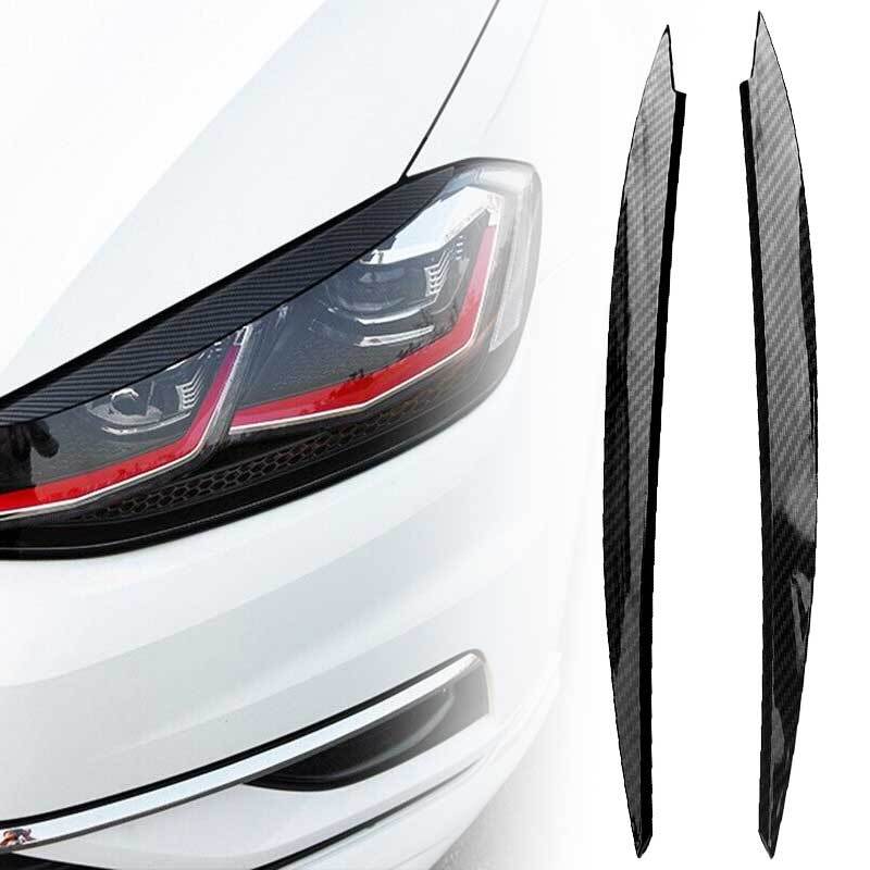 Car Headlight Eyebrow Cover Sticker Carbon Fiber Decor for VW for Golf 7 GTD R MK7